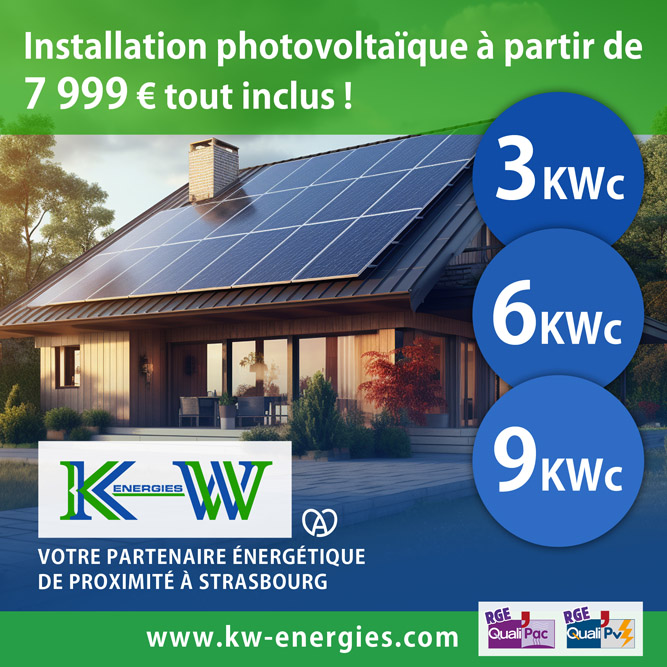 tarifs prix Installation photovoltaïque 3kWc 6kWc 9kWc à Strasbourg